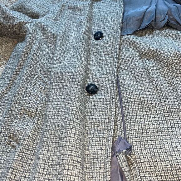 Vintage Harris Tweed Plymouth Of Boston Trench Coat Gray Scottish Top O’ Tweed 1 - Picture 12 of 16